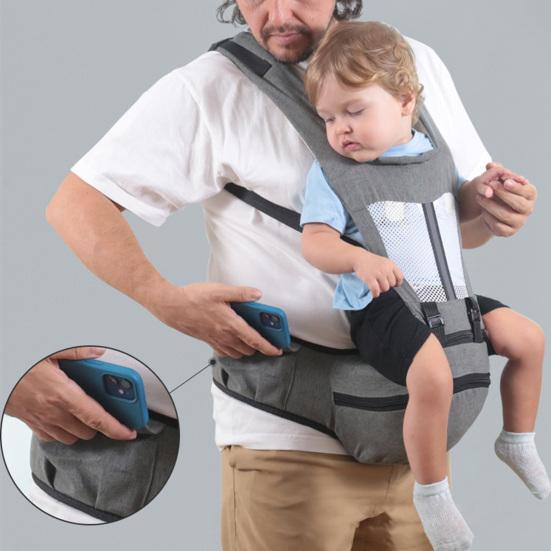 Ergonomic Baby Carrier with Hip Seat Waist Stool Adjustable Newborn To Toddler Carrier for Breastfeeding Comfort Safe Hands-Free Baby Waist Stool