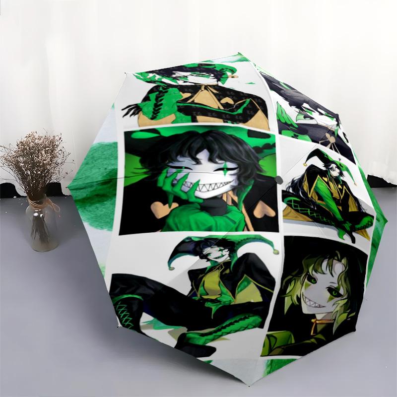 Green Jester Collage Automatic Umbrella - Suitable Travel Outdoor Portable Umbrella Birthday Gift Daily Essentials