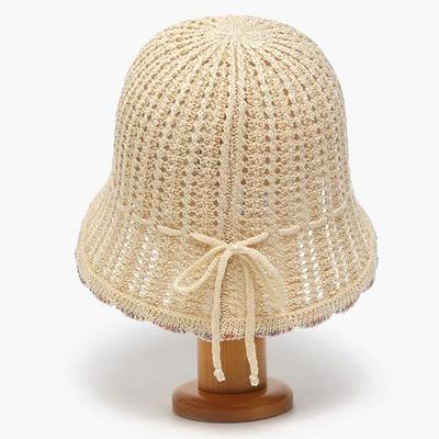 Women's Ribbon Bucket Hat Summer Color Pattern See-Through Hat