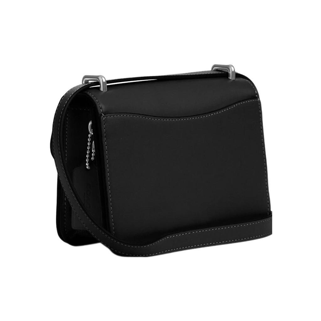 Coach 18 Solid Color Logo Flap Snap Multifunctional Pocket Calfskin Square Shoulder Crossbody Bag Small Women bags Black CL416-SVDTV