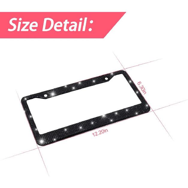 Bling Car License Plate Frame, Handcrafted Crystal Stainless Steel License Plate Frame, Sparkly, Durable, Universal Fit, Car Accessories For Girls,
