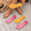 Wish large size sandals women's summer new open-toed lightweight one-word flat-bottomed cool slippers women