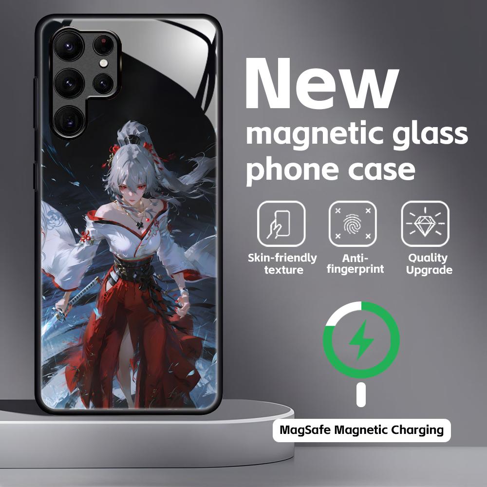 Wuthering Waves Hiyuki Phone Case For Samsung S26 S25 S24 S23 S22 S21 Plus Ultra Note20 Glass Magnetic Case