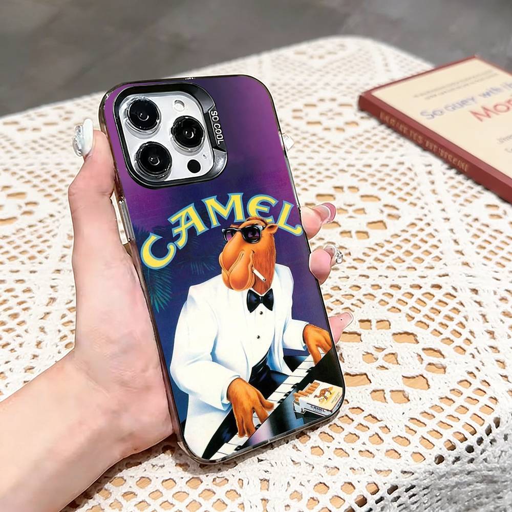 Cigarette-Brand Camel   Phone Case For iPhone 17,16,15,14,13,12,11 Plus,Pro Max,XS,Colored silver phone case