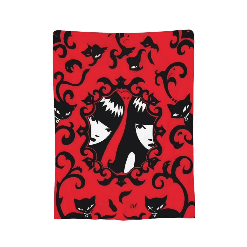 Cartoon E-Emily the Strange Fleece Throw Blanket Cats Blanket for Bed Car Super Warm Quilt,
