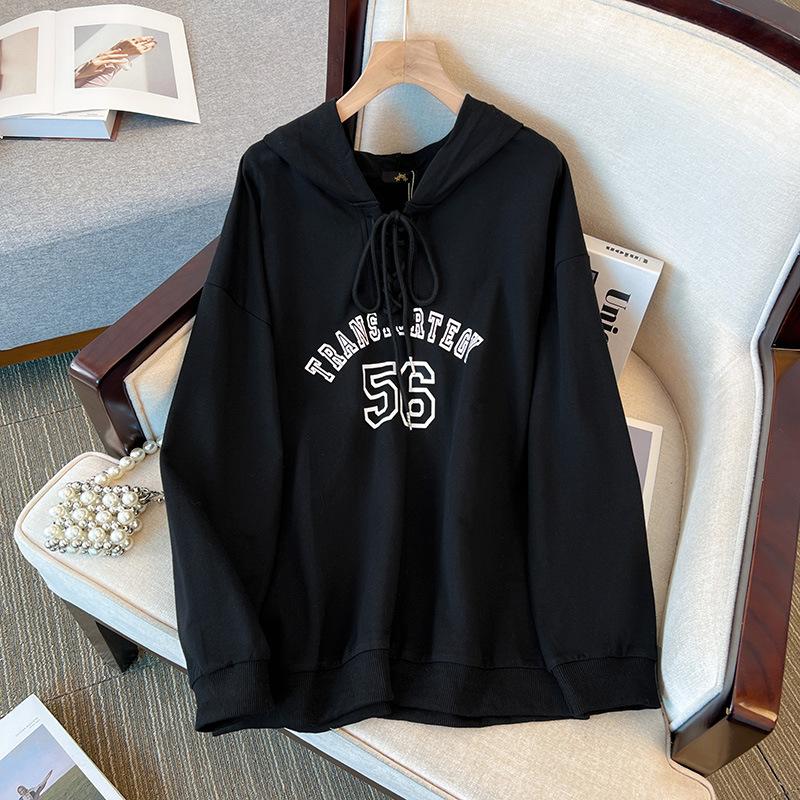 

Плюс Размер Женская Осенняя Мода С Капюшоном Новая Свободная Худи Для Похудения 6XL чёрный