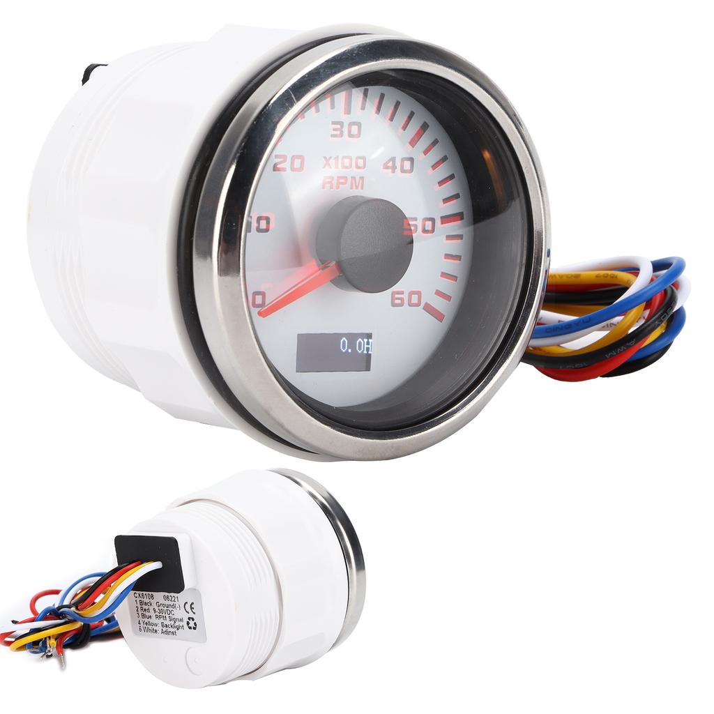 52mm 6K Pointer Tachometer Gauge IP67 Waterproof for 1?8 Cylinder Motorcycle Gasoline Car Boat