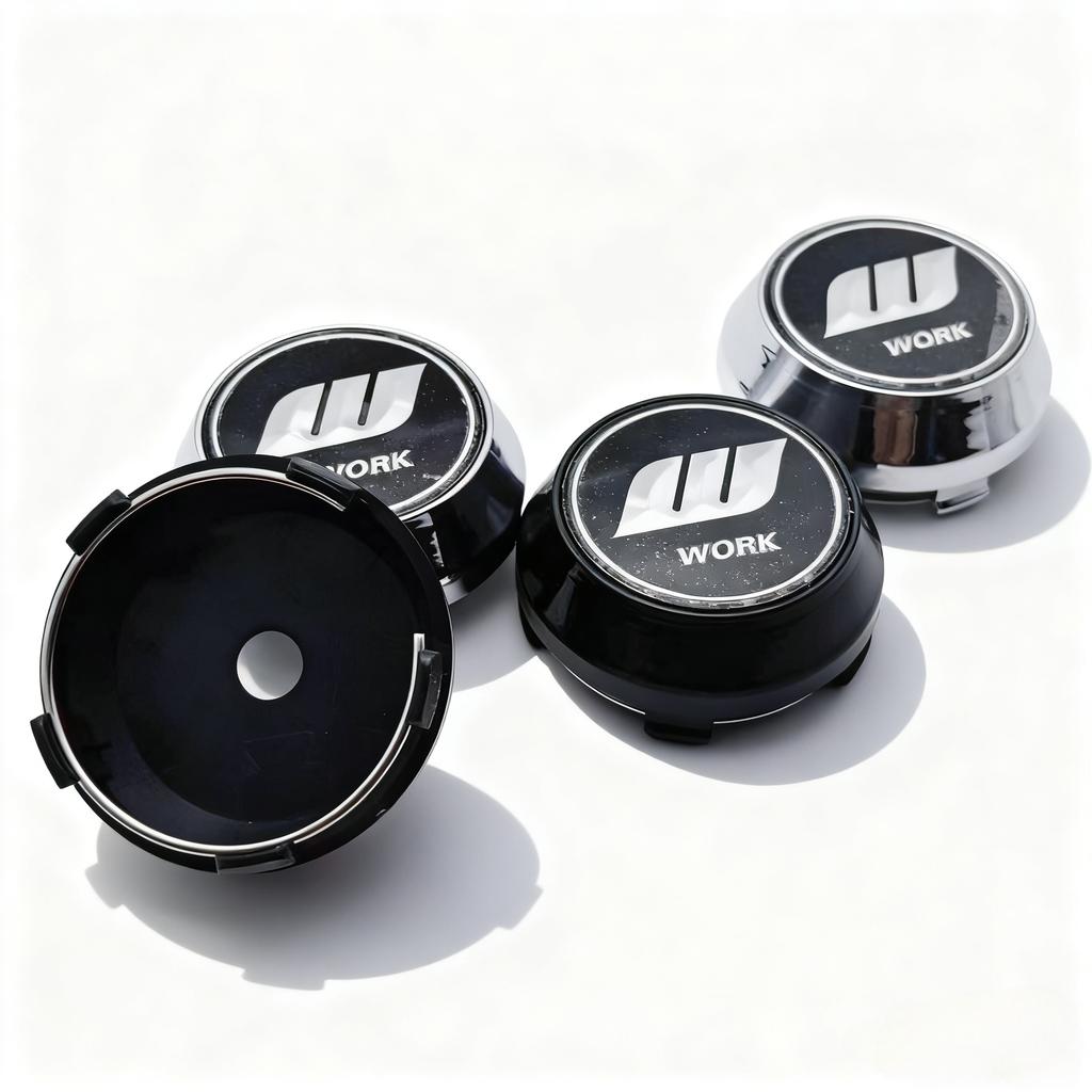 4pcs Black Silver W Work Logo Emblem Car Wheel Center Caps High Cap 60MM 56MM Wheels Hub Rim Hubcaps Cover Replace Accessories