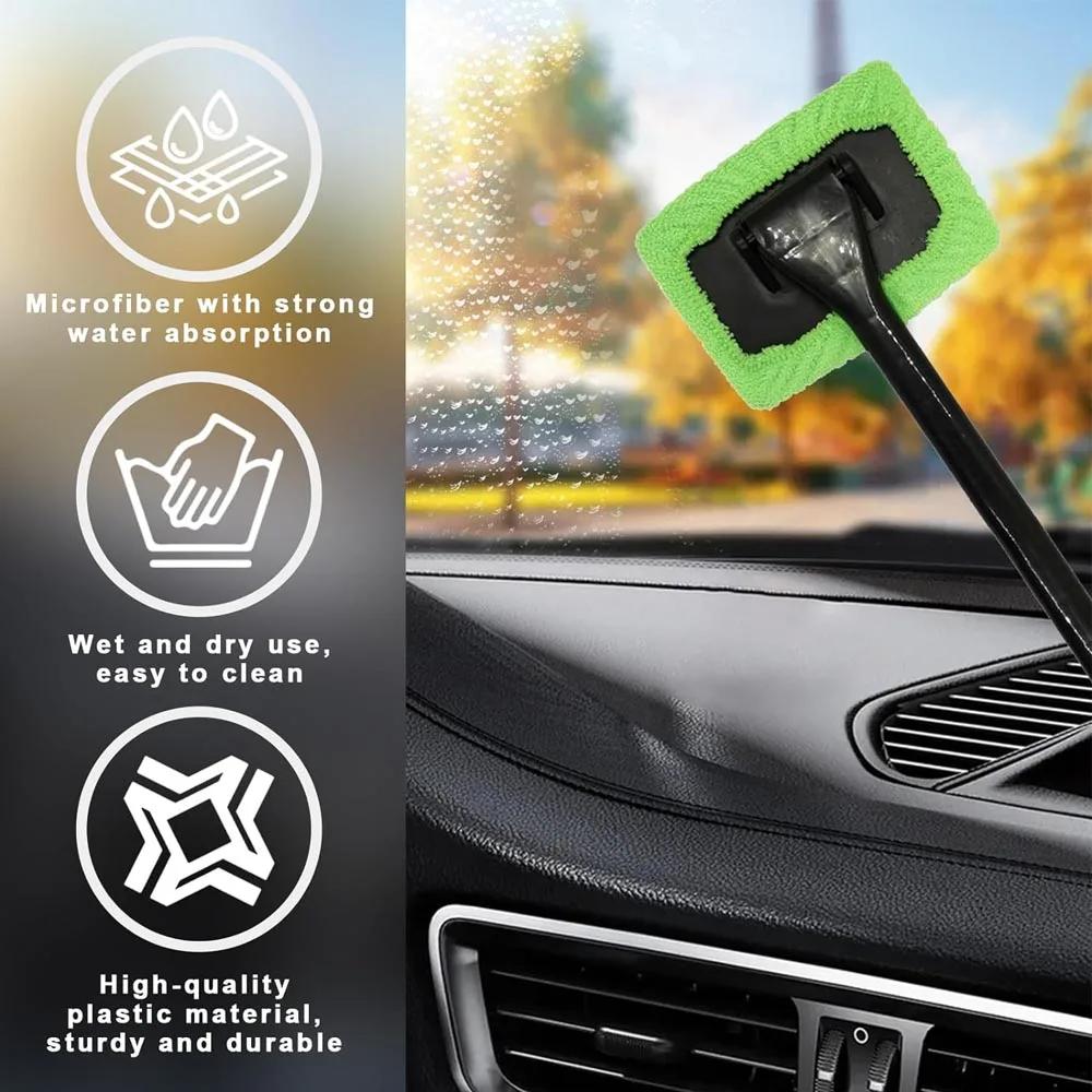 Fashion Car Window Cleaner Brush Kit Windshield Microfiber Cleaning Wash Tool Inside Interior Auto Glass Wiper with Long Handle Car Acce