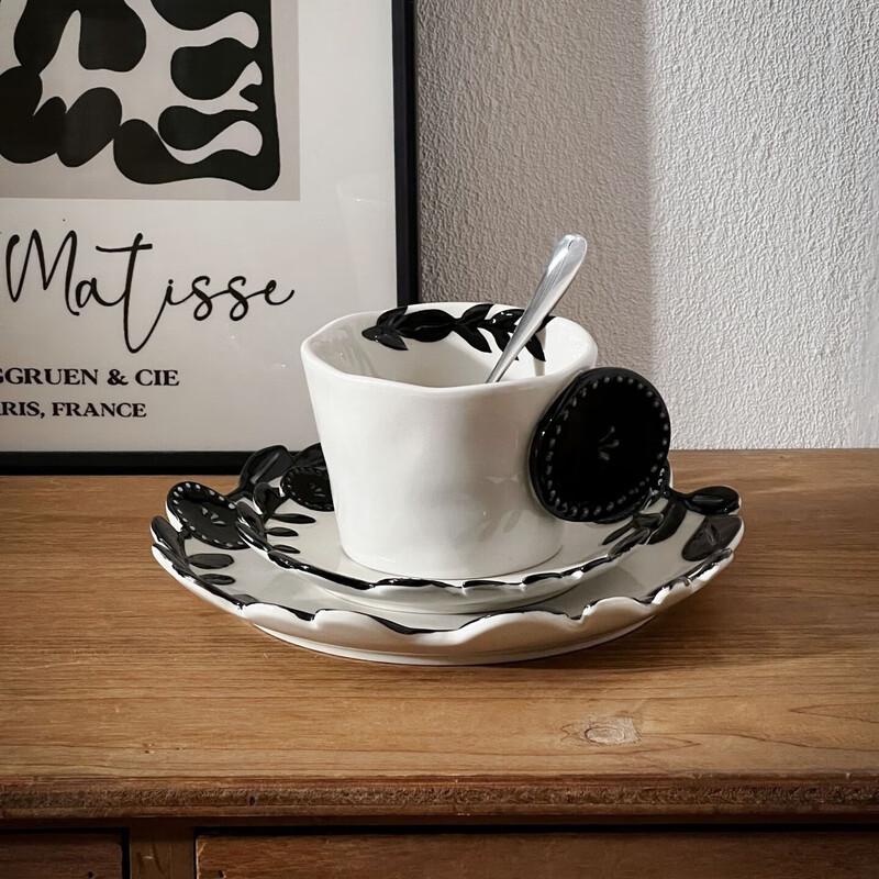 Vintage Floral Ceramic Coffee Cup and Saucer Set