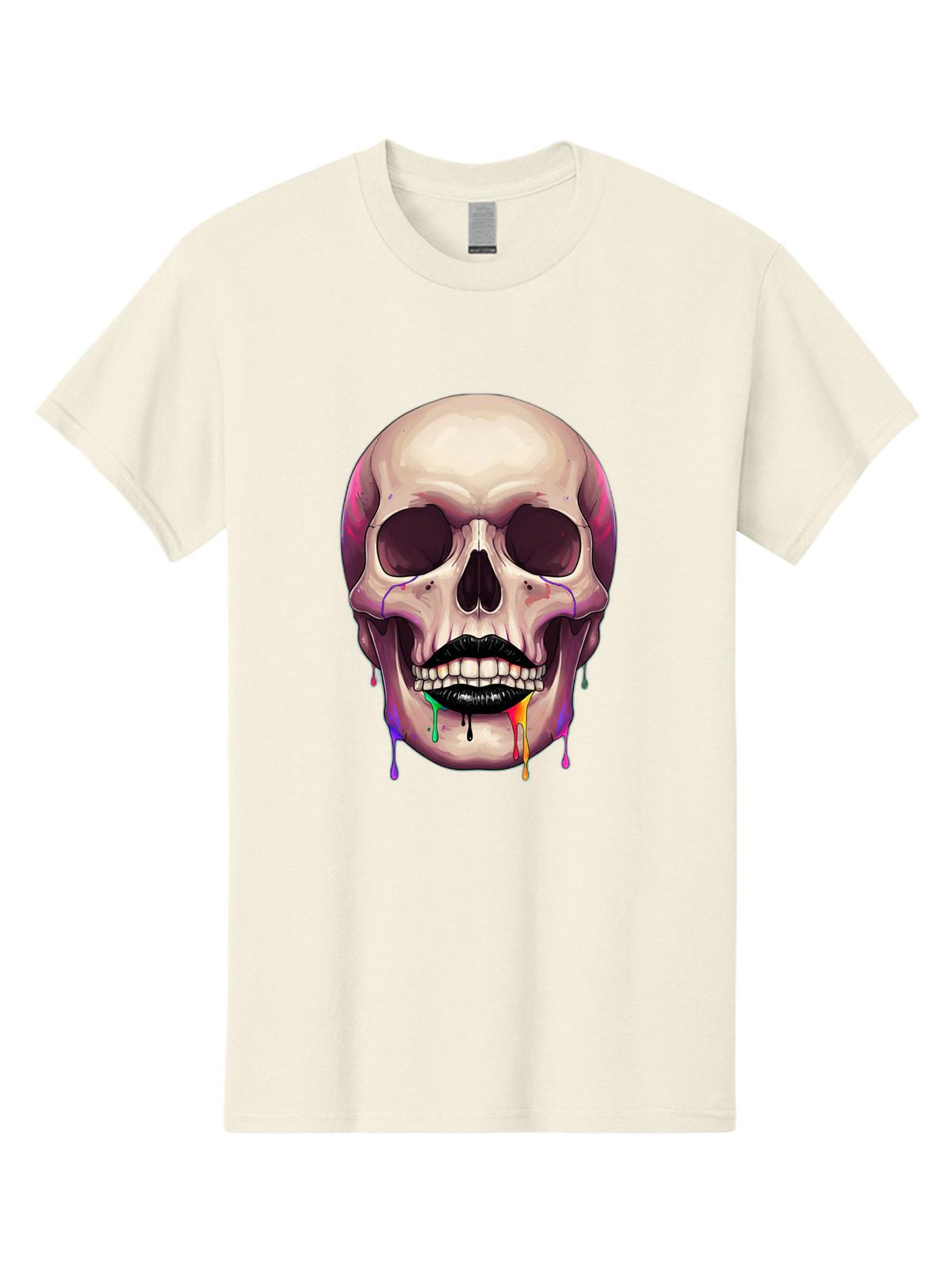 Skull-With-Lipstick Mens Graphic Tee, 100% Cotton, Casual Summer Wear S разноцветный