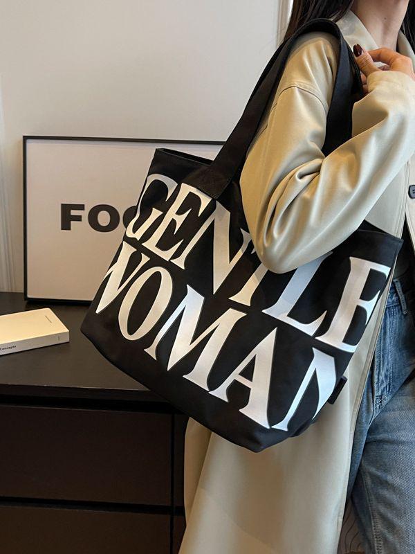 2023 Thai Gentlewoman Canvas Tote: New Letter Print Shoulder Bag