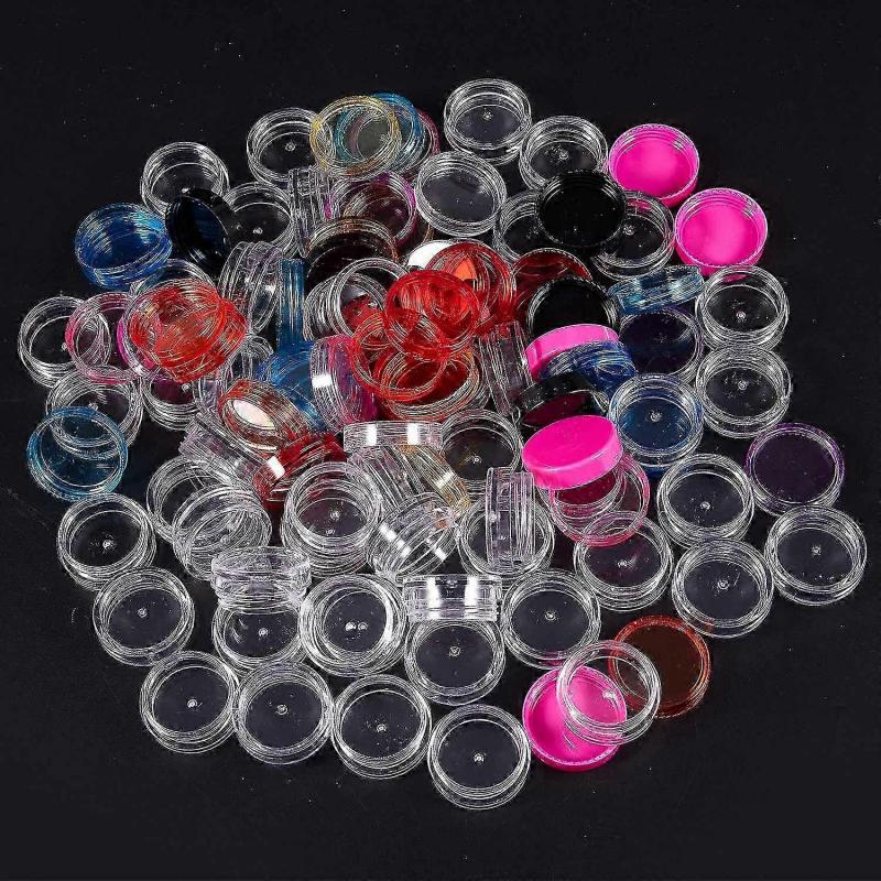 50 Pieces Plastic Pot Jars Empty Cosmetic Container With Lid For Creams Sample Make-up Storage, 5 G, 10 Colors