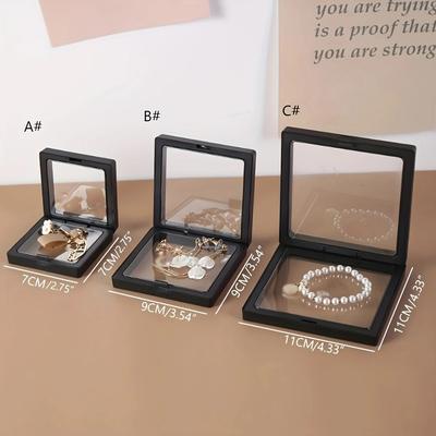 Floating Display Box with Base, Transparent Film Display Box, Challenge Coins, Specimens, Jewelry Display and Storage