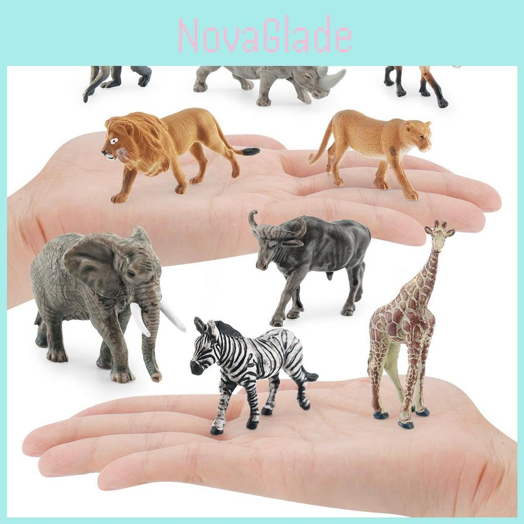Realistisches Set südafrikanischer Tierfiguren aus PVC: Zebra, Löwe, Hyäne, Nashorn, Büffel, Elefant – ideal als Dekoration für Zuhause und zum Spielen.