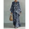 Women’s Vibrant Watercolor Print Batwing Sleeve Top & Wide Leg Pants