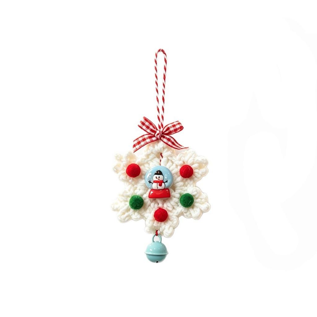 Christmas Knitted Hanging Ornament with Bell for Christmas Tree and Window Holiday Decor