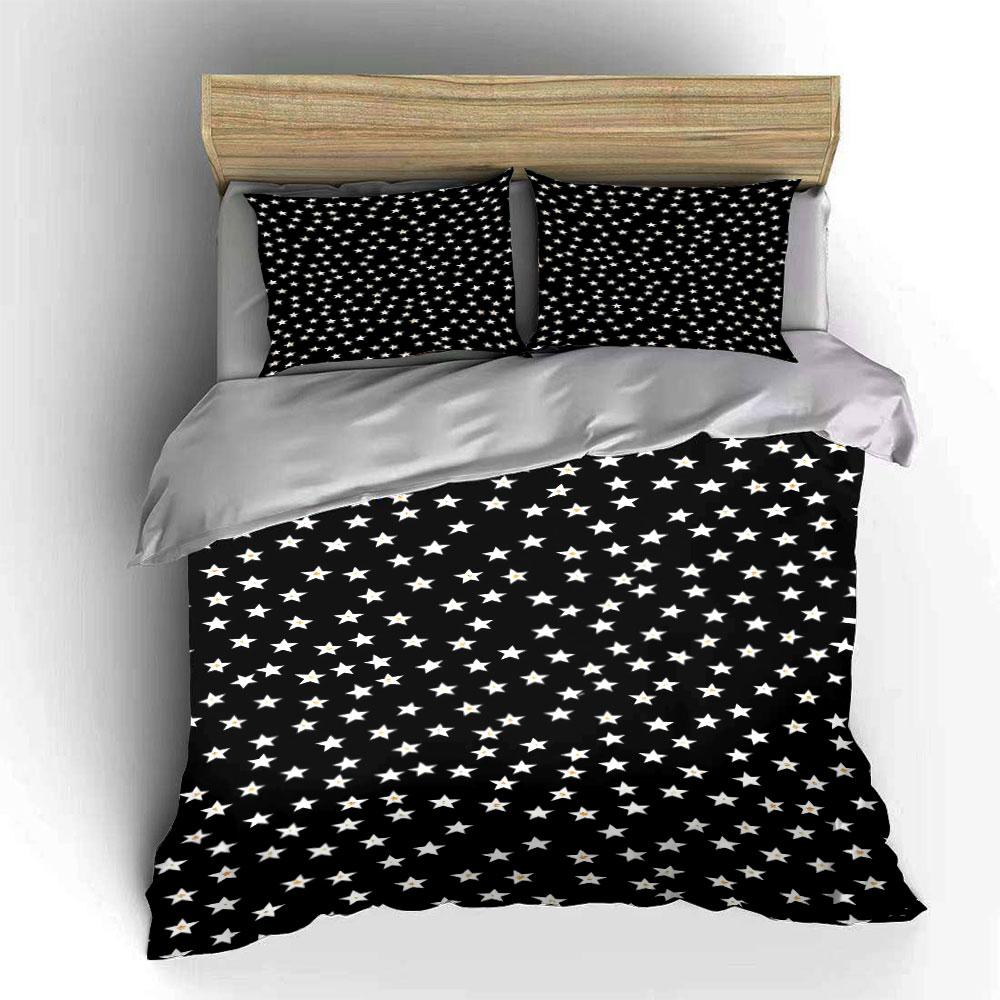 White stars on black Bedding sets Duvet cover sets Duvet covers Pillowcases(1* Duvet Cover 2* Pillowcases without duvet insert)