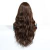 European and American Fashionable Women's Long Curly Hair Wig, Brown Water Ripple Fringe Bangs High Temperature Silk Synthetic Wig Headband