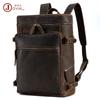 Herren-Rucksack aus echtem Leder im Retro-Stil – Crazy Horse Rindsleder, Schul- und Reisetasche