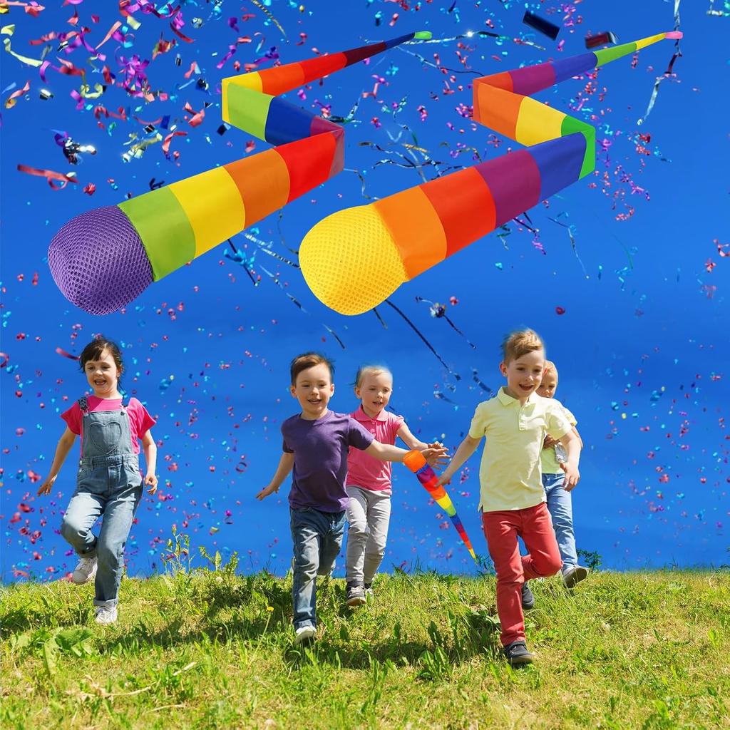 Leyndo 12 Pcs Throw and Catch Balls with Rainbow Tail, Soft Sports Play Comet Balls Playground Toys Bulk for Games and Activities Fun Throwing