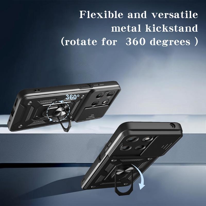 Armor Funda for Motorola Moto G15 5G Case Slide Camera Protection Ring Stand Back Cover for Moto G15 Power Capa