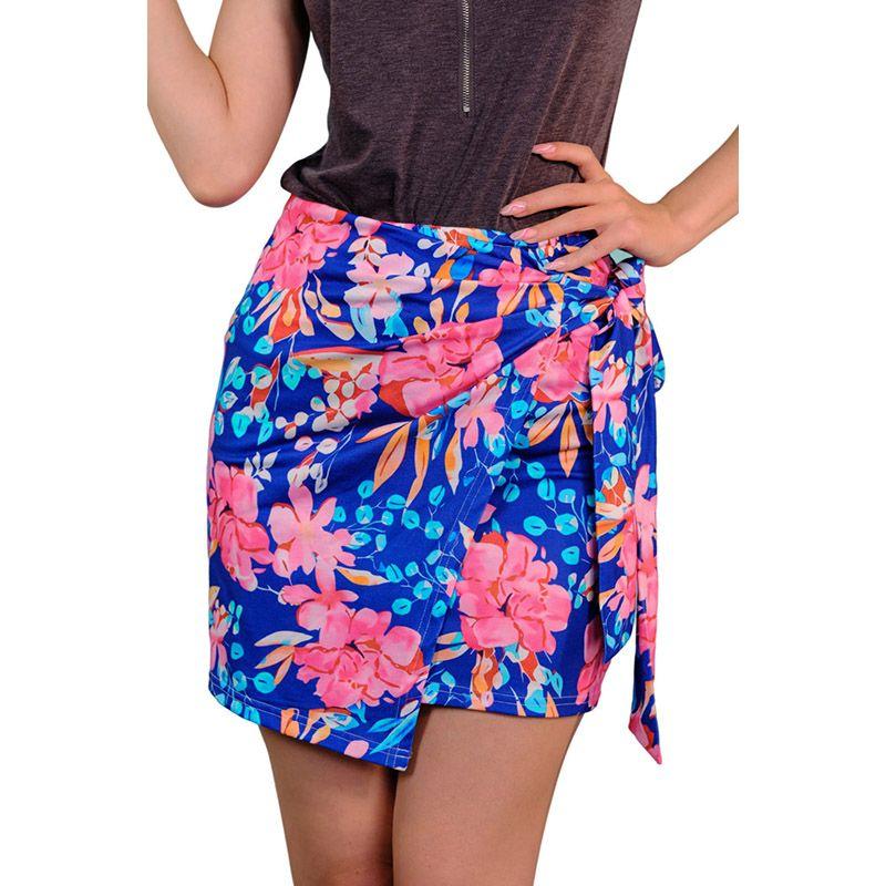 

American Shiying Florals Print High Waist Skirt Women s 2025 Summer New Arrival Retro Slim-Fit Hip-Wrapped Short Dress Blue Size S fit (45.00 kg-55.00 kg
