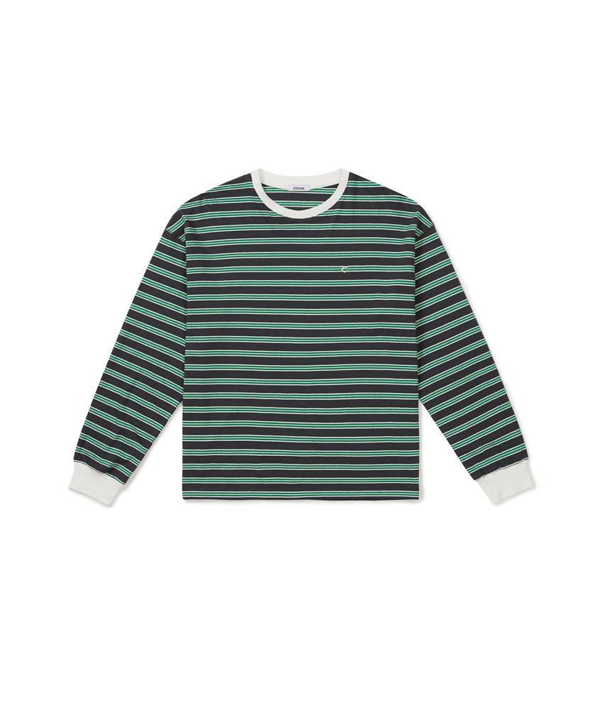 CLOVE [25Fw Clove] Long-Sleeve Striped T-Shirt (Green)