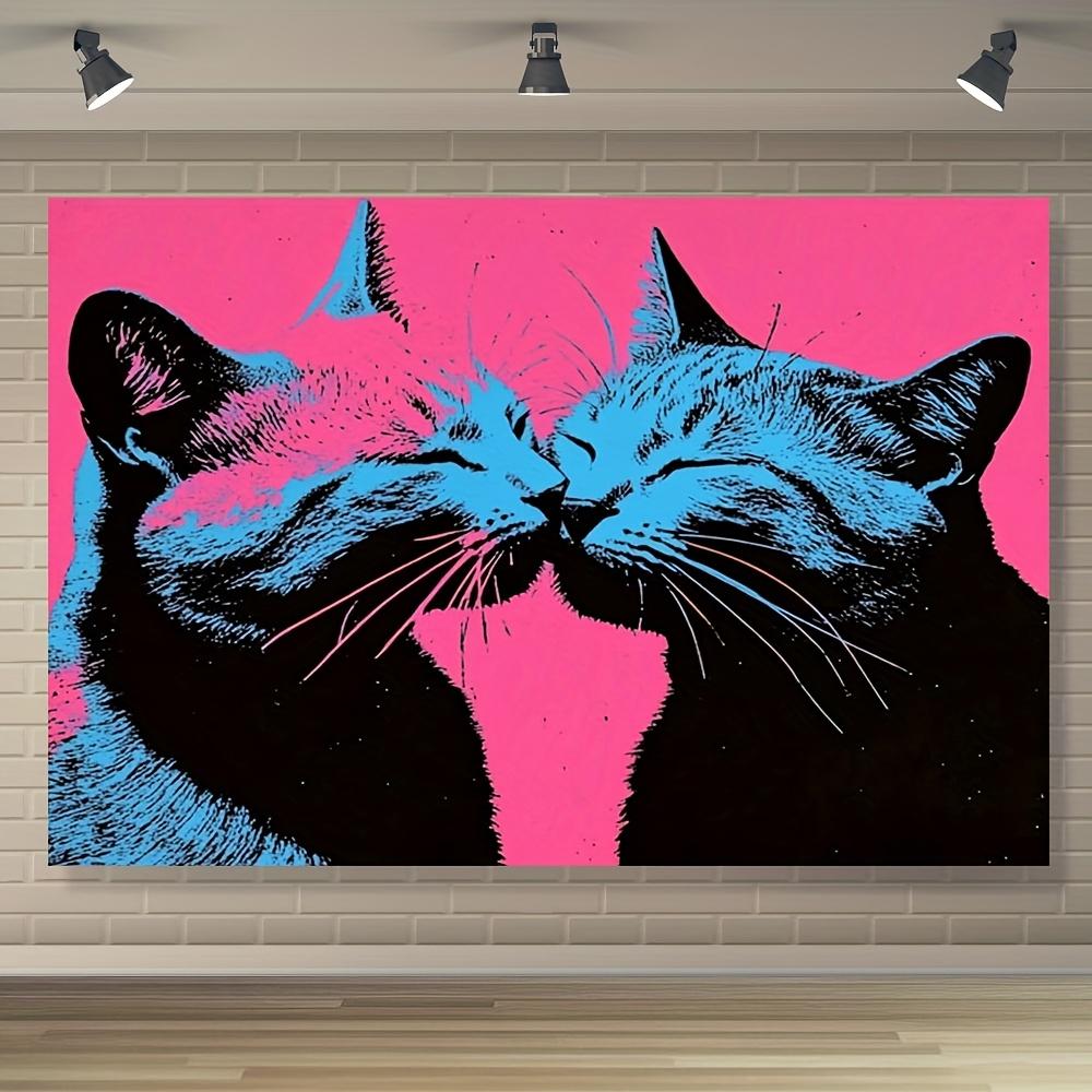 

VIKAMA Double Cat Affection Art Tapestry Living Room Sofa Backdrop Wall Hanging Bedroom Headboard Decor Warm Room Accent 74x94cm(29x37in)