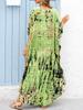 Kvinner Oversized Maxi Dress Tie Die trykt V-hals Beach Robe Cover Ups