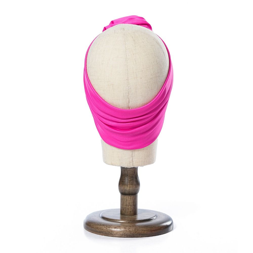 Elastic Boho Flower Bandana Raw Silk African Turban Cap Big Rose Flower Hairband  Hair Accessories