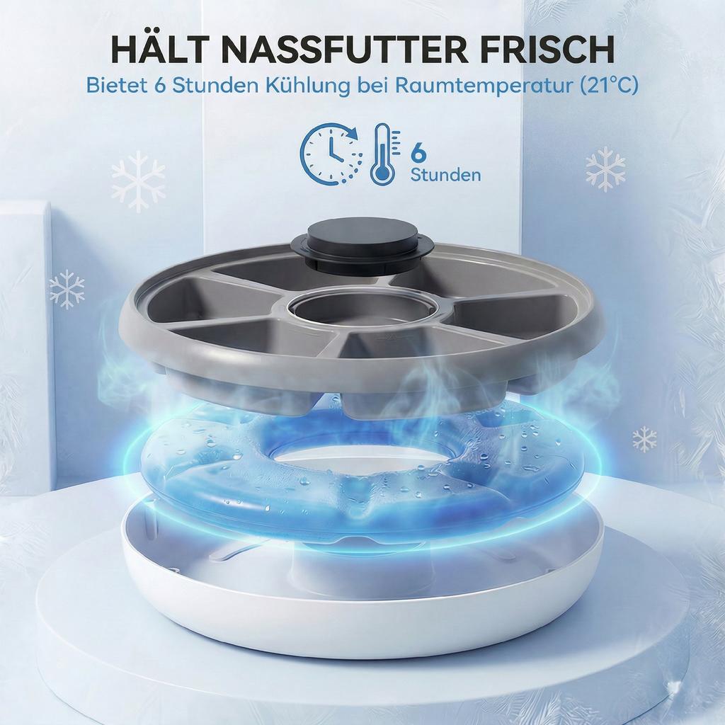 Automatic Cat Feeder Programmable Timer for Dry Wet Food Cat Food Dispenser with Ice Pack for 6 Meals