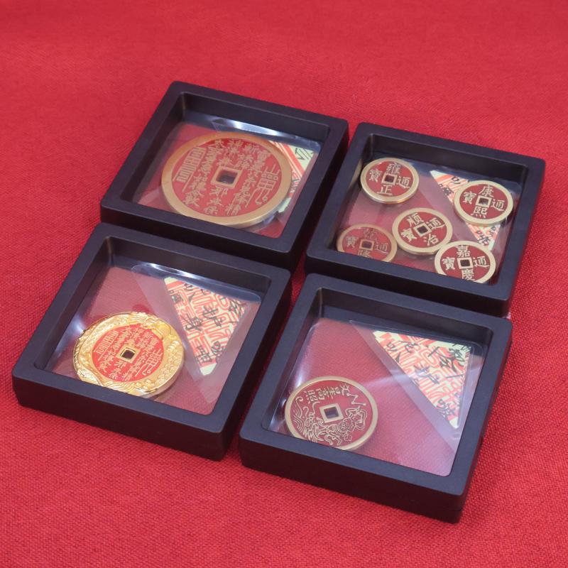 Antique Brass Coin Picture Frame With Chinese Lucky Money Design Prosperity Decoration Collectible Artifact For Home Office