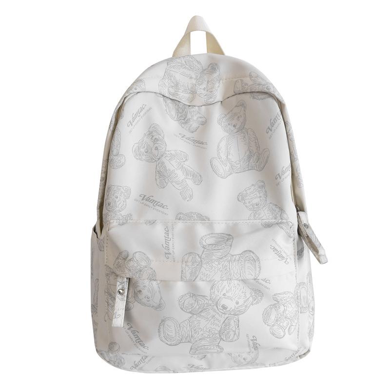 

Backpack junior high school female student schoolbag large capacity leisure bag cute bear backpack білий