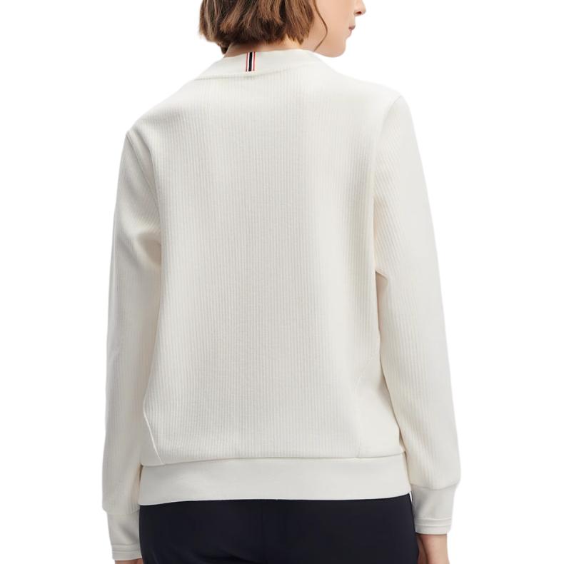 Fila Official 2023 Winter New Knit Pullover Fashion Simple Elegant Loose Sweatshirt Women Sweatshirt Steam-White F11W341203F-IV