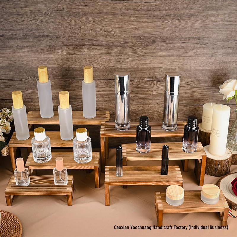 Multi-Tier Wooden Display Rack for Cakes, Figures, and Cosmetics