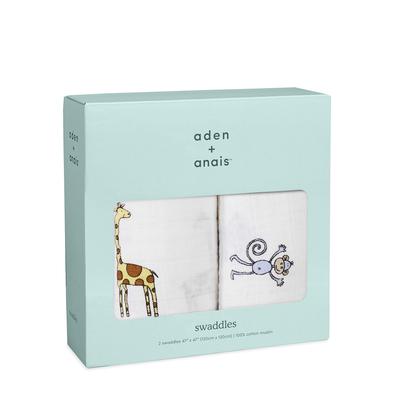 Aden Anais Swaddle Gauze Baby Genuine Product Aden Anais Swaddle Set of 2 Jungle Jam Muslin 120 X 120cm Aiden and Anai Swaddle Baby Newborn 4023 +