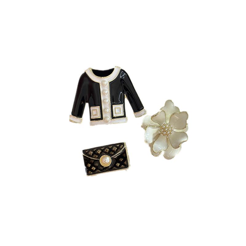 3 Pcs/set Classic Women Girls Elegant Enamel Pearl Flower Clothing Brooch Set Korean Style  Lady Wedding Party Badges Pin