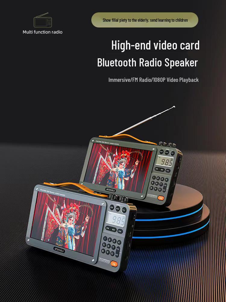 Sansui F51 7" Video Radio: Bluetooth Storytelling & Opera Player for Seniors with Card Slot