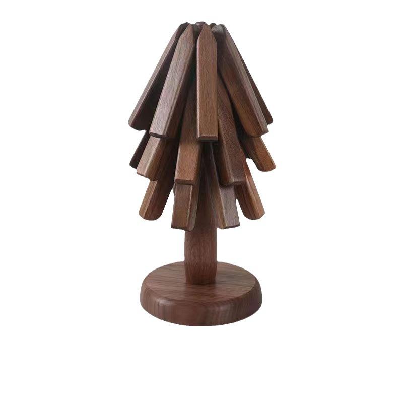 Heat and Scalding Resistance Pad, Household Table Decoration, Wood Tree Shape Placemats, Black Walnut, Non-slip Coaster Set