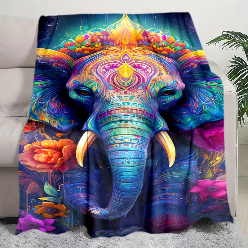 1PC Elephant Elements printed blanket, all season lightweight home office outdoor nap multifunctional blanket A14