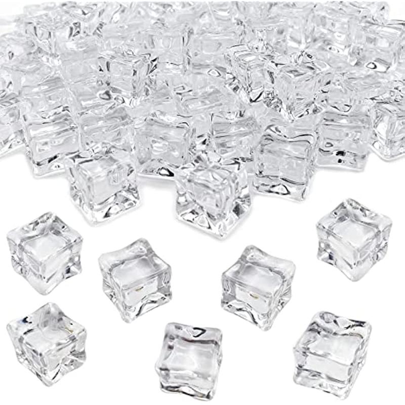 Fake Ice, Clear Fake Ice Cubes Acrylic, 17 Mm 100 PCS Acrylic Decorative Ice Cubes for Photography Accessories Props Decoration Vase Fillers