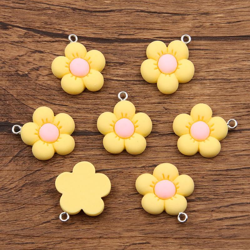 5/10pcs Colorful Acrylic Cute Flower Shape Loose Charm Pendants 21*24mm for Necklace DIY Craft Jewelry Making Accessories