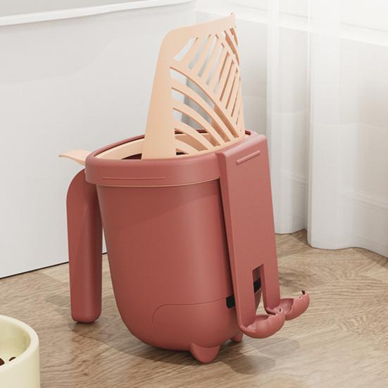 Cat Litter Scoop with Holder 3-in-1 Pet Litter Shovel with Waste Can Kitten Litter Scooper with Waste Bag Box for Indoor Pet Litter Box