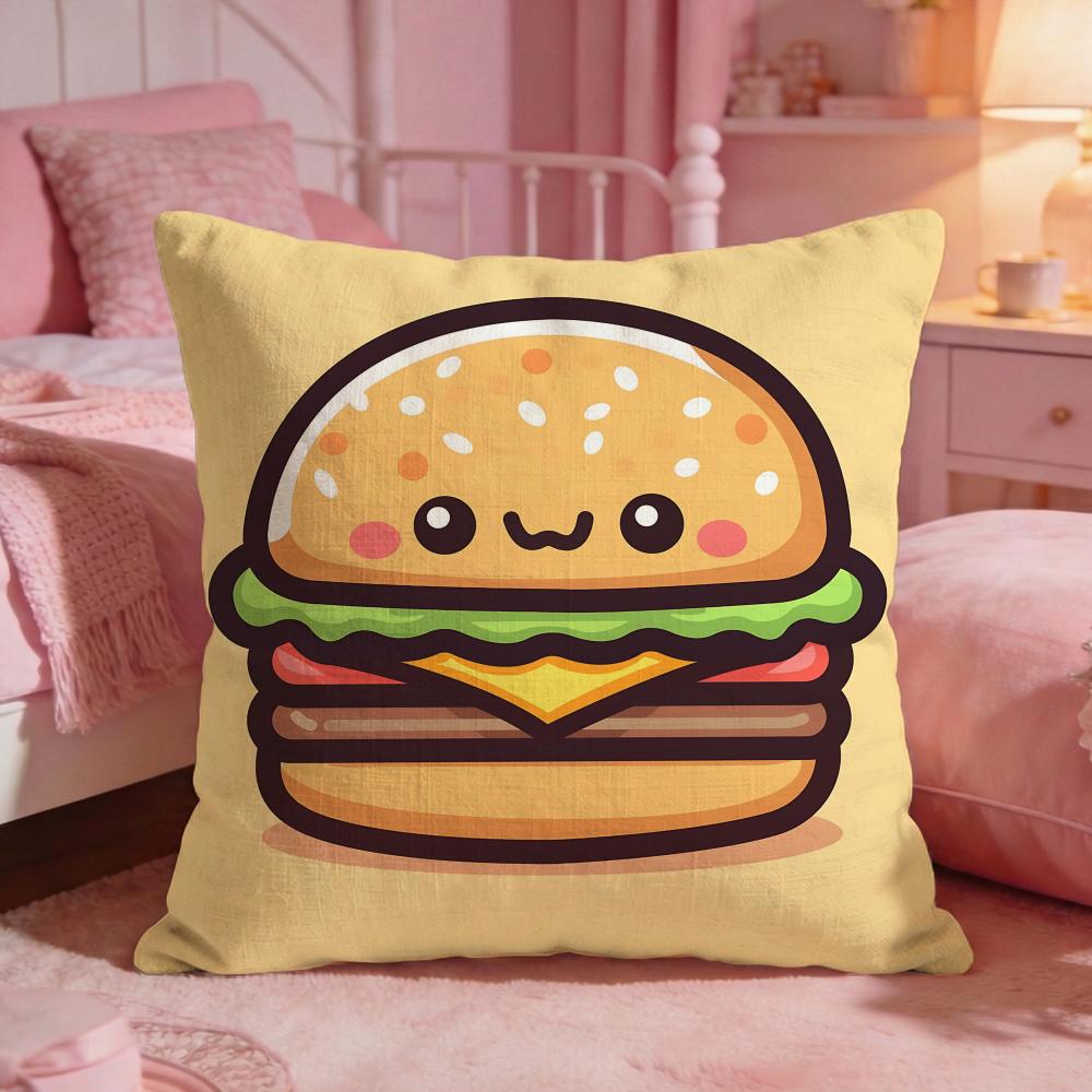 FoodBurgerS Cushion Cover Premium Comfort Reversible Pillow Cove Two in One Design for Any Room Car Interior