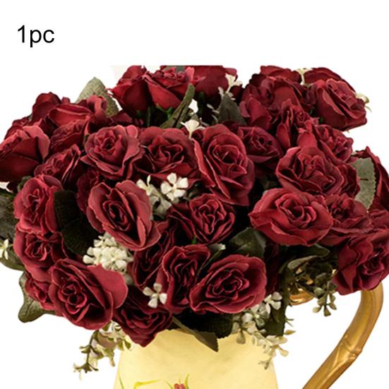 1Kytice/12Hlav Romantické Umělé Květiny Růže Výzdoba pokoje Svatební Party