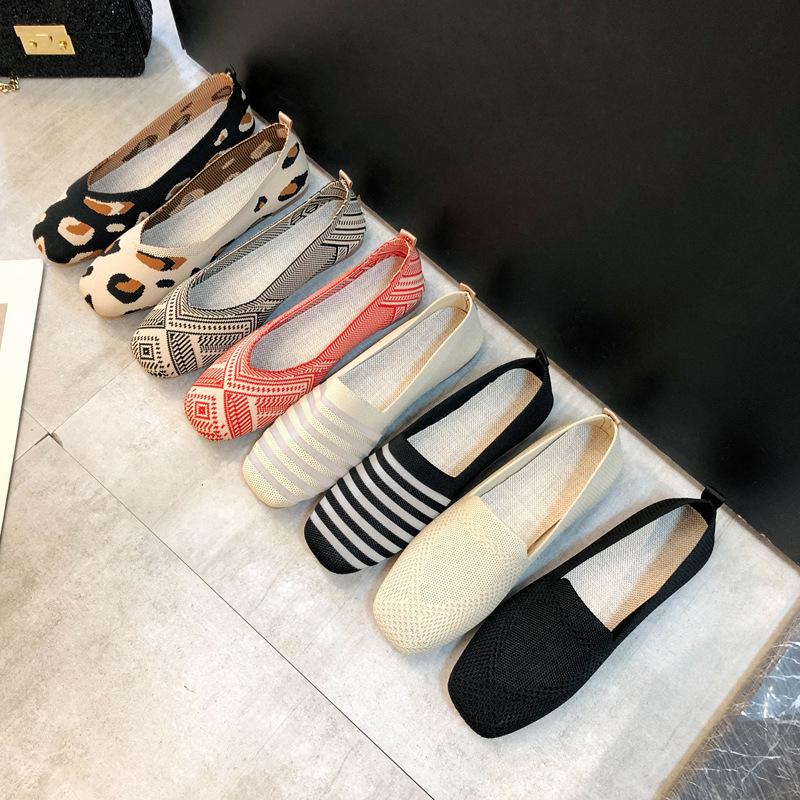 Knitted Soft Bottom Beanie Shoes Woven Shoes Women's Flat Spring New Breathable Shallow Mouth Single Shoes