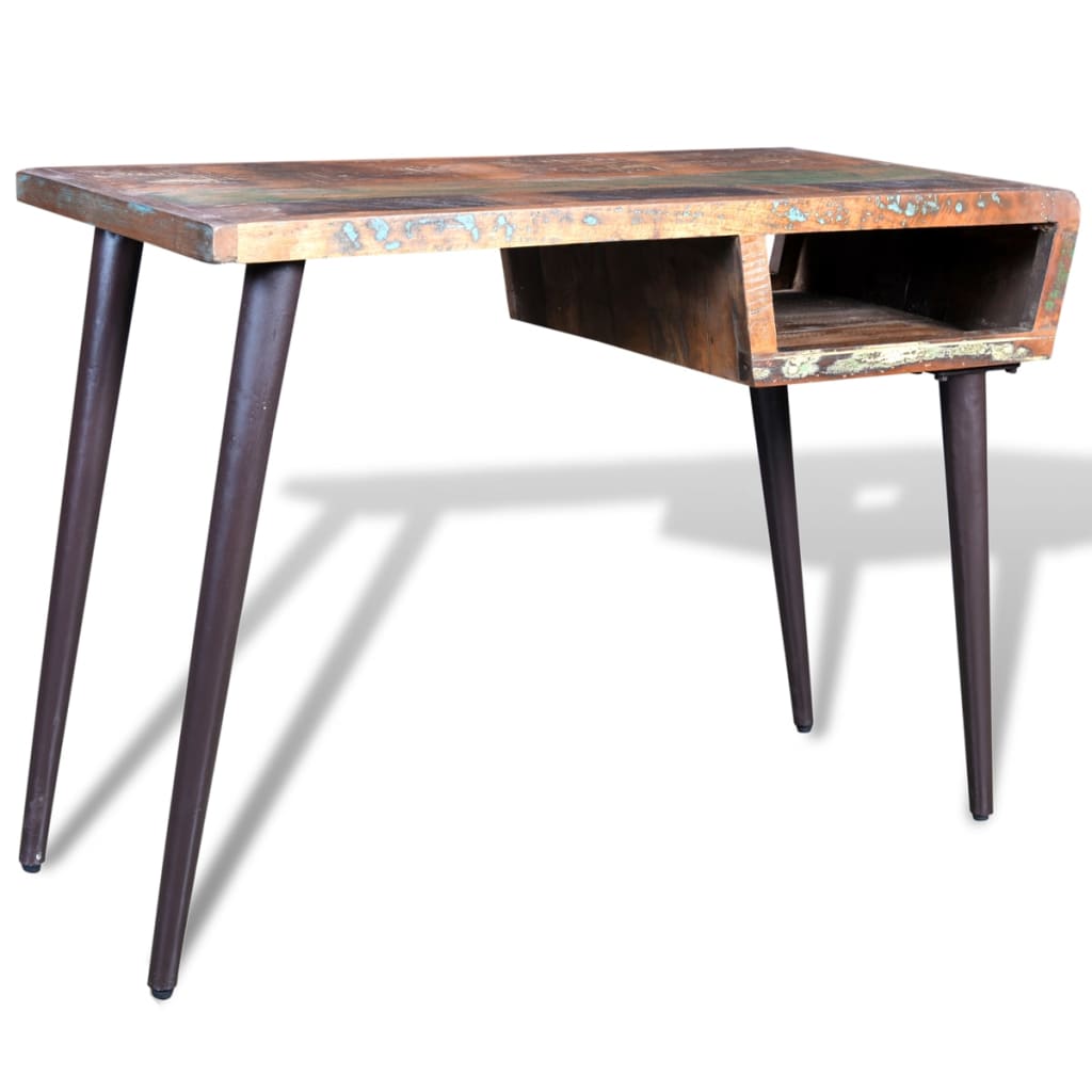 Vidaxl Desk With Iron Legs, Solid Reclaimed Wood