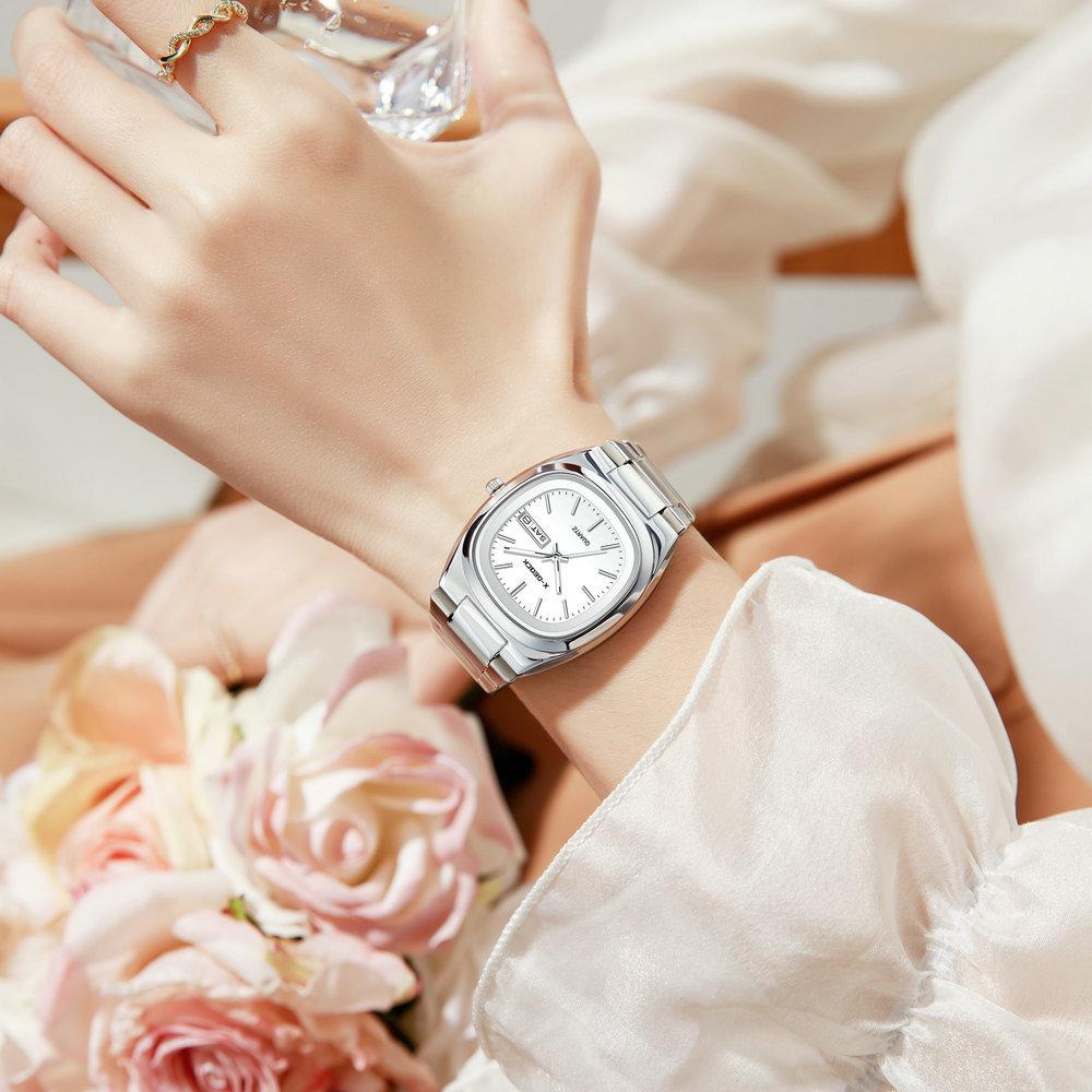 High-Value Watch Women'S Light Luxury Hong Kong Style Double Calendar Women'S Watch Steel Belt Watch Women'S Niche Light Luxury Quartz Watch Women