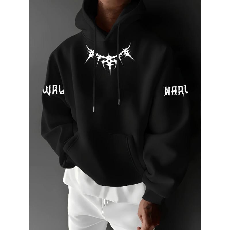 Men's Autumn/Winter Letter Print Hooded Sweatshirt Versatile Casual Loose Fit Perfect Holiday Gift